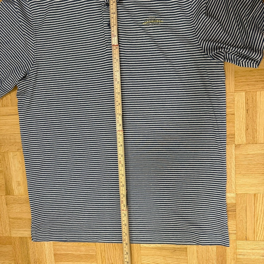 Cutter & Buck Mens Blue White Striped Polo Shirt Small Canadian Malartic - Picture 11 of 12